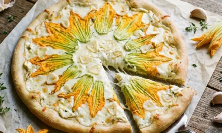 Delightfully Creamy White Pizza with Zucchini Blossoms Recipe